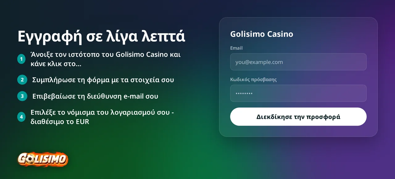 Βήματα εγγραφής στο Golisimo Casino