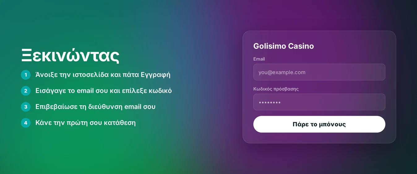 Βήματα εγγραφής στο Golisimo Casino